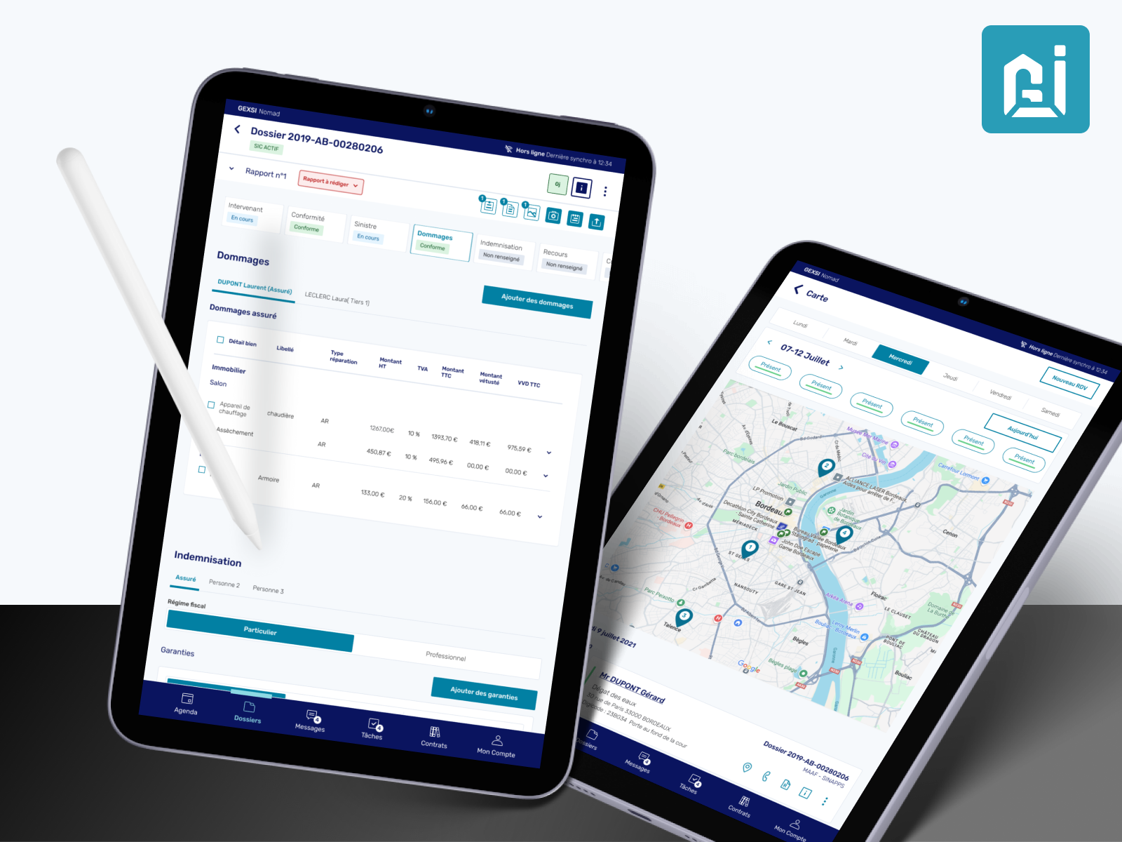 Visual preview of the Gexsi Nomad tablet app