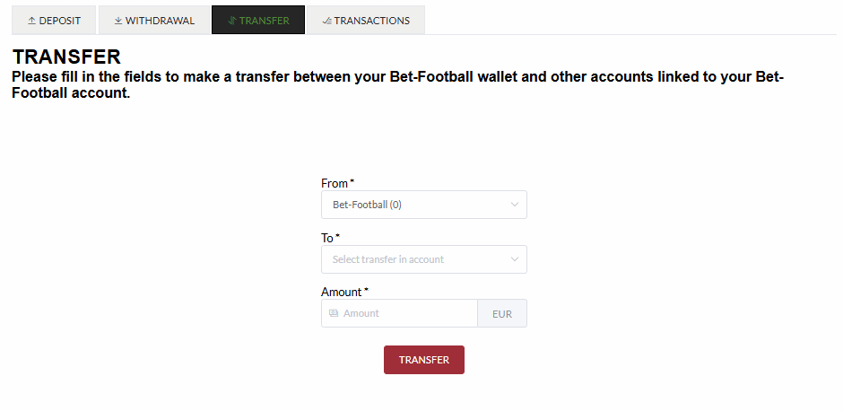 Bet-Football transfer funds to Orbit Exchange wallet
