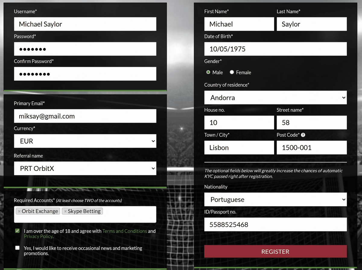 Orbit Exchange Bet-Football registration form - create OrbitX account with referral code PRT OrbitX